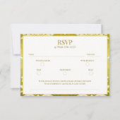 Gold Green Damask Wedding RSVP Kaartje (Voorkant)