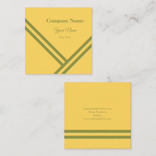 Gold Green Diagonal Stripes Modern grafisch ontwer Vierkante Visitekaartje (Voorkant / Achterkant)