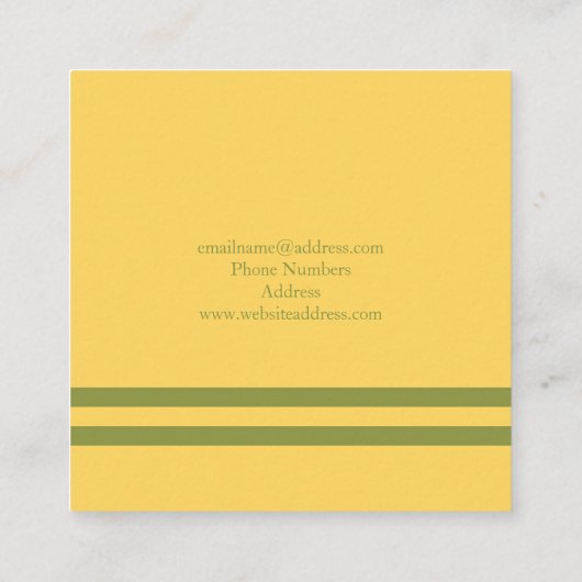 Gold Green Diagonal Stripes Modern grafisch ontwer Vierkante Visitekaartje (Achterkant)