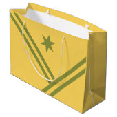 Gold Green Diagonal Stripes Star Modern Graphic Groot Cadeauzakje (Achterkant Gekanteld)