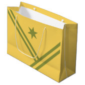 Gold Green Diagonal Stripes Star Modern Graphic Groot Cadeauzakje (Voorkant Gekanteld)
