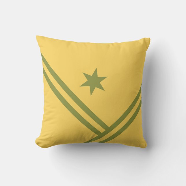 Gold Green Diagonal Stripes Star Modern Graphic Kussen (Voorkant)