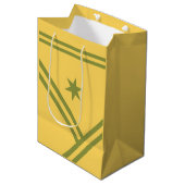 Gold Green Diagonal Stripes Star Modern Graphic Medium Cadeauzakje (Voorkant Gekanteld)