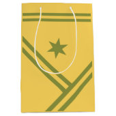 Gold Green Diagonal Stripes Star Modern Graphic Medium Cadeauzakje (Voorkant)