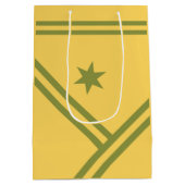 Gold Green Diagonal Stripes Star Modern Graphic Medium Cadeauzakje (Achterkant)