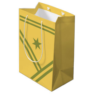 Gold Green Diagonal Stripes Star Modern Graphic Medium Cadeauzakje