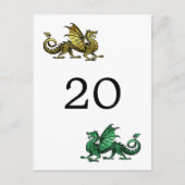 Gold Green Dragon Table Number Briefkaart (Voorkant)