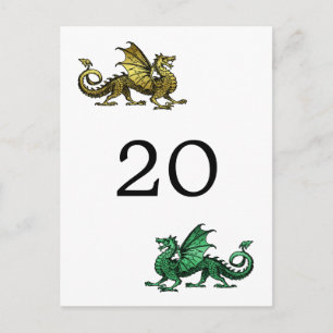 Gold Green Dragon Table Number Briefkaart