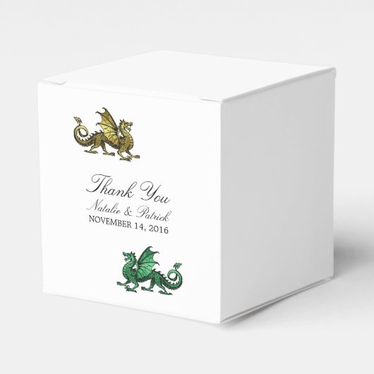 Gold Green Dragon Wedding Favor Boxes Bedankdoosjes (Voorkant Zijde)