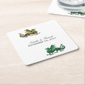 Gold Green Dragon Weduwpapier Onderzetters (Schuin)
