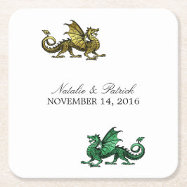 Gold Green Dragon Weduwpapier Onderzetters