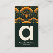 Gold Green Elegant Art Deco Professional Visitekaartje (Voorkant)