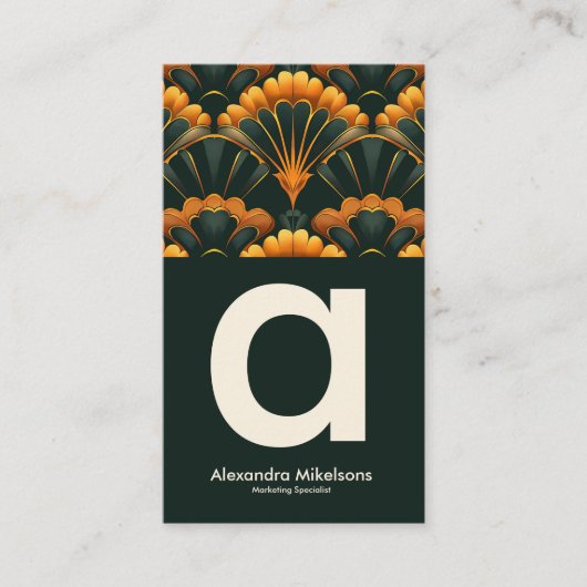 Gold Green Elegant Art Deco Professional Visitekaartje (Voorkant)