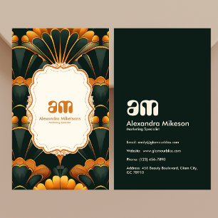 Gold Green Elegant Art Deco Professional Visitekaartje