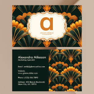 Gold Green Elegant Art Deco Professional Visitekaartje