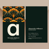 Gold Green Elegant Art Deco Professional Visitekaartje