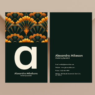 Gold Green Elegant Art Deco Professional Visitekaartje