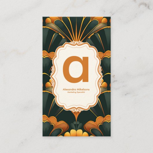 Gold Green Elegant Art Deco Professional Visitekaartje (Voorkant)