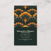 Gold Green Elegant Art Deco Professional Visitekaartje (Achterkant)