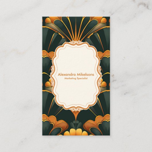 Gold Green Elegant Art Deco Professional Visitekaartje (Voorkant)