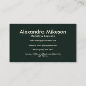 Gold Green Elegant Art Deco Professional Visitekaartje (Achterkant)