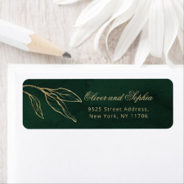 Gold Green Elegant Royal Wedding Botanische Return Etiket