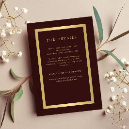 Gold green elegant wedding guest information informatiekaartje