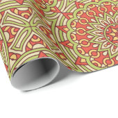 Gold Green en Oranje Circle Mandala Cadeaupapier (Rol Hoek)