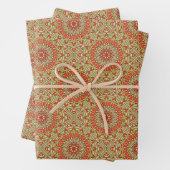 Gold Green en Oranje Circle Mandala Inpakpapier Vel (In situ)