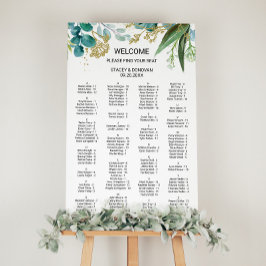 Gold & Green Eucalyptus Alfabetical Seating Chart Poster