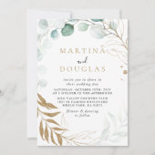 Gold Green Eucalyptus Back & Front Wedding Kaart (Voorkant)