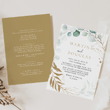 Gold Green Eucalyptus Back & Front Wedding