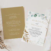 Gold Green Eucalyptus Back & Front Wedding Kaart