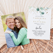 Gold Green Eucalyptus Calligraphy Boda Wedding Kaart