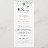 Gold Green Eucalyptus Calligraphy Wedding Programm Programmakaart (Voorkant)