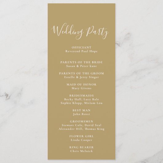 Gold Green Eucalyptus Calligraphy Wedding Programm Programmakaart (Achterkant)