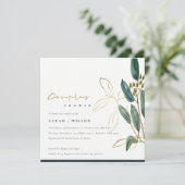 GOLD GREEN EUCALYPTUS FOLIAGE COUPLE SHOWER INVITE BEDANKKAART (Staand voorkant)