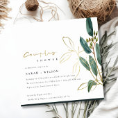 GOLD GREEN EUCALYPTUS FOLIAGE COUPLE SHOWER INVITE BEDANKKAART