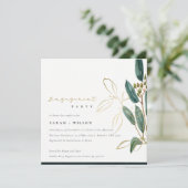 GOLD GREEN EUCALYPTUS FOLIAGE ENEGAGE INVITE BEDANKKAART (Staand voorkant)