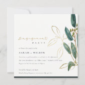 GOLD GREEN EUCALYPTUS FOLIAGE ENEGAGE INVITE BEDANKKAART (Voorkant)
