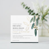 GOLD GREEN EUCALYPTUS FOLIAGE VOW RENEWAL INVITE BEDANKKAART (Staand voorkant)