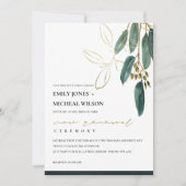 GOLD GREEN EUCALYPTUS FOLIAGE VOW RENEWAL INVITE BEDANKKAART (Voorkant)