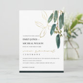 GOLD GREEN EUCALYPTUS FOLIAGE VOW RENEWAL INVITE BEDANKKAART (Staand voorkant)