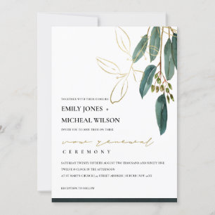 GOLD GREEN EUCALYPTUS FOLIAGE VOW RENEWAL INVITE BEDANKKAART