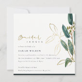 GOLD GREEN EUCALYPTUS FOLIAGE VRIJGEZELLENFEEST IN BEDANKKAART (Voorkant)