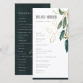 GOLD GREEN EUCALYPTUS FOLIAGE WEDDING PROGRAMMA KA (Voorkant / Achterkant)