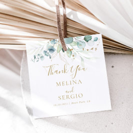 Gold Green Eucalyptus Weddenschap Hartelijk dank Bedankjes Labels