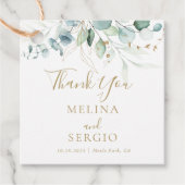 Gold Green Eucalyptus Weddenschap Hartelijk dank Bedankjes Labels (Voorkant)