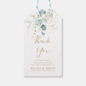 Gold Green Eucalyptus Weddenschap Hartelijk dank L Cadeaulabel (Voorkant)