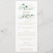 Gold Green Eucalyptus Weddenschap Menu (Voorkant)